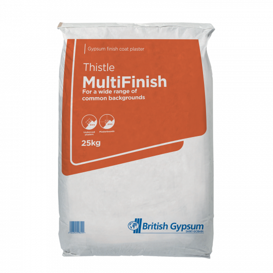 British Gypsum Thistle MultiFinish Coat Plaster 25kg British Gypsum Thistle MultiFinish Coat Plaster 25kg