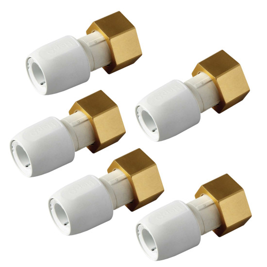 Hep2O straight tap connector with brass nut white 0.75x22mm Hep2O straight tap connector with brass nut white 0.75x22mm