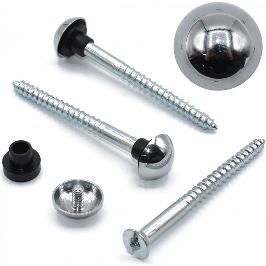Chrome Plated Mirror Screws 38mm Pack 4 Chrome Plated Mirror Screws 38mm Pack 4