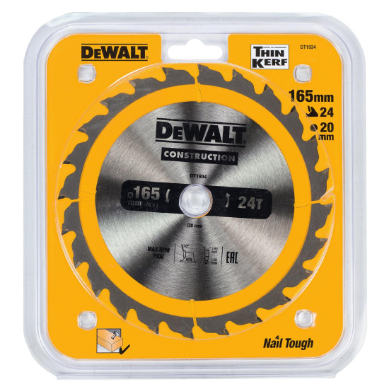 Dewalt Extreme 165mm Circular Saw Blade 165 X 20 X 24t