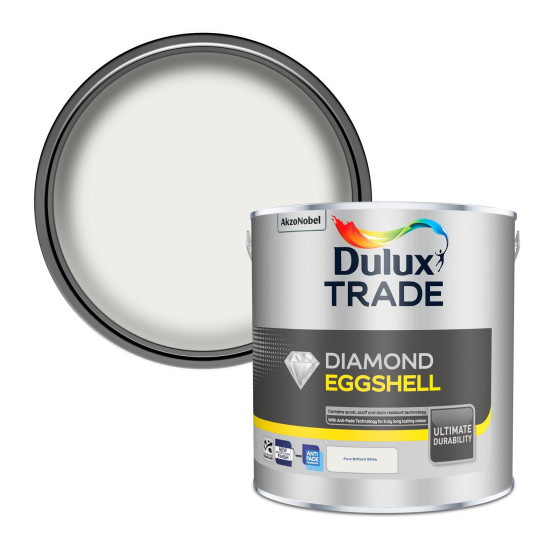 Dulux Trade Diamond Eggshell Paint 2.5L Pure Brilliant White Dulux Trade Diamond Eggshell Paint 2.5L Pure Brilliant White