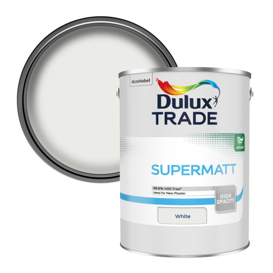 Dulux Trade Supermatt Emulsion Paint 5L White Dulux Trade Supermatt Emulsion Paint 5L White