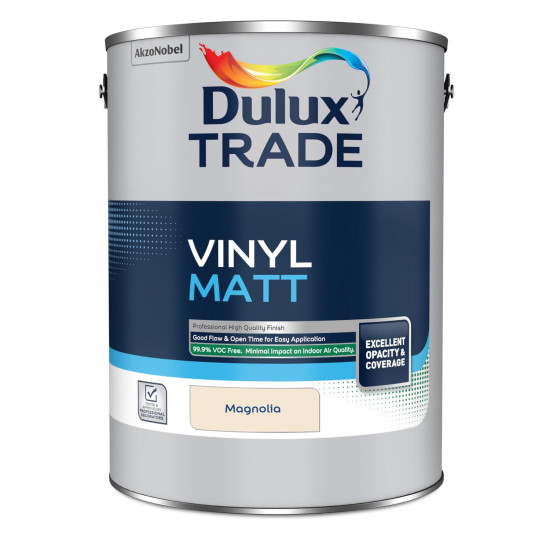 Dulux Trade Vinyl Matt Emulsion Paint 5L Magnolia