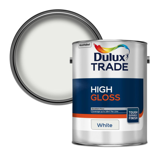 Dulux Trade High Gloss Paint 5L White Dulux Trade High Gloss Paint 5L White