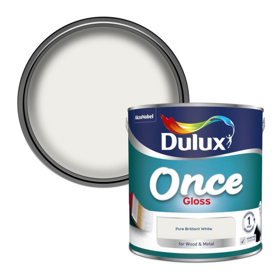 Dulux Once Gloss Paint 2.5L Pure Brilliant 2.5L White Dulux Once Gloss Paint 2.5L Pure Brilliant 2.5L White