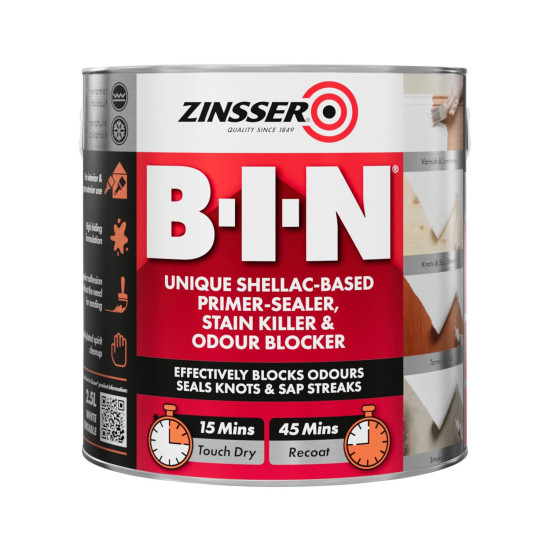 Zinsser B-I-N Primer Sealer Stain Killer 2.5L Zinsser B-I-N Primer Sealer Stain Killer 2.5L