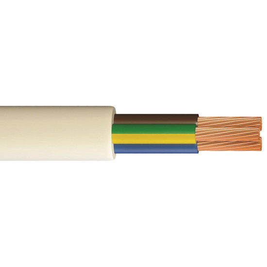  3 Core Heat Resistant Flexible Cable 3093Y 1.5mm² White 10M