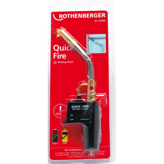 Rothenberger Quickfire Piezo Ignition Brazing Torch 3.5645 Rothenberger Quickfire Piezo Ignition Brazing Torch 3.5645