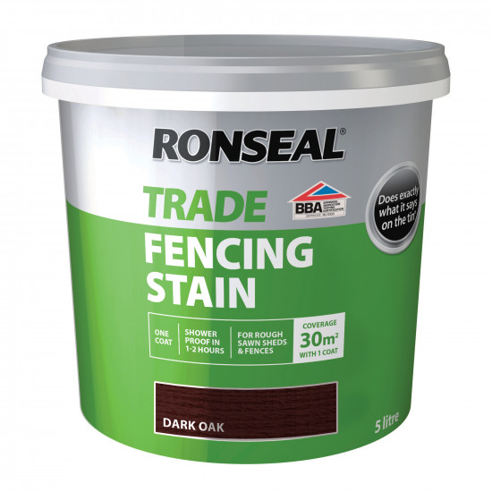 Ronseal Trade 5L Fencing Stain Dark Oak Ronseal Trade 5L Fencing Stain Dark Oak