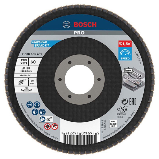 Bosch Flap Discs 115 x 22 x M G60 2608605451 Bosch Flap Discs 115 x 22 x M G60 2608605451