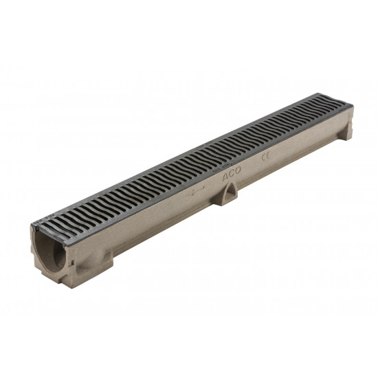 ACO RainDrain B 125 Channel and Cast Iron Grating - 118mm x 97mm x 1000mm ACO RainDrain B 125 Channel and Cast Iron Grating - 118mm x 97mm x 1000mm
