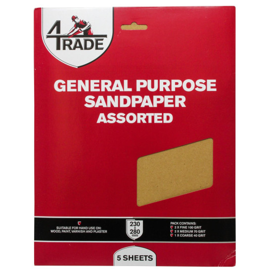 General Purpose Sandpaper 5 Pack Assorted General Purpose Sandpaper 5 Pack Assorted