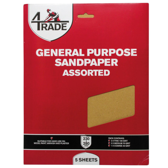 General Purpose Sandpaper Fine Packs of 5 General Purpose Sandpaper Fine Packs of 5