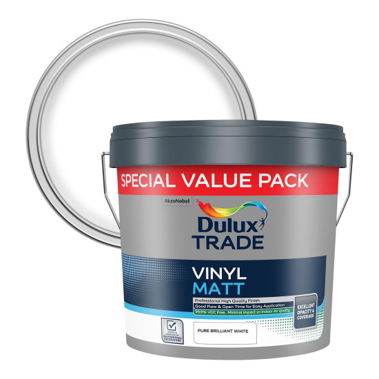 Dulux Trade Vinyl Matt 7.5L Pure Brilliant White Dulux Trade Vinyl Matt 7.5L Pure Brilliant White
