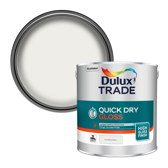 Dulux Trade Quick Dry Gloss 2.5L Pure Brilliant White Dulux Trade Quick Dry Gloss 2.5L Pure Brilliant White