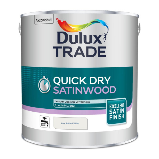 Dulux Trade Quick Dry Satinwood 2.5L Pure Brilliant White Dulux Trade Quick Dry Satinwood 2.5L Pure Brilliant White