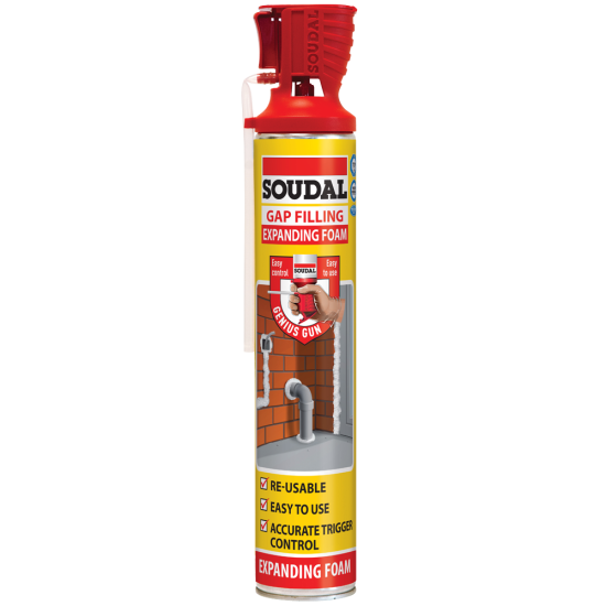 Soudal 750ml Genius Gun Gap Expanding Foam - Champagne Soudal 750ml Genius Gun Gap Expanding Foam - Champagne