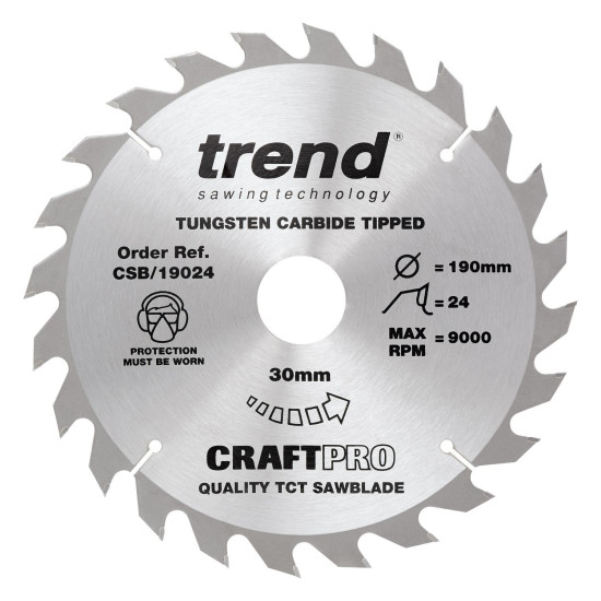 Trend Craft Saw Blade 190mm x 24T x 30mm Trend Craft Saw Blade 190mm x 24T x 30mm