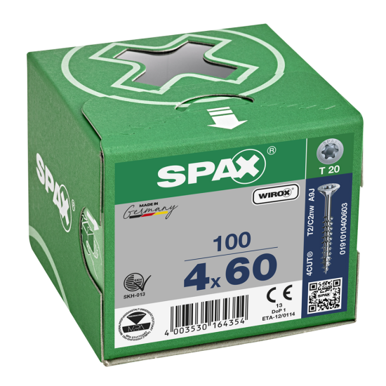 SPAX T-Star Flat CSK Screw Wirox Coated 4 x 60mm Qty 100 SPAX T-Star Flat CSK Screw Wirox Coated 4 x 60mm Qty 100