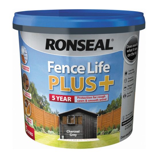 Ronseal Fence Life Plus Charcoal Grey 5L Ronseal Fence Life Plus Charcoal Grey 5L