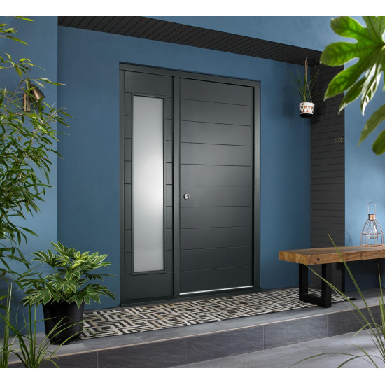 Oslo External Grey Hardwood Veneer Door 1981 x 838 x 44mm and Frame with Side... Oslo External Grey Hardwood Veneer Door 1981 x 838 x 44mm and Frame with Side...