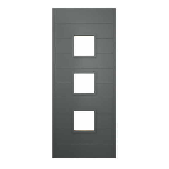 Malmo External Grey Hardwood Veneer Door 1981 x 838 x 44mm and Frame with Sid...
