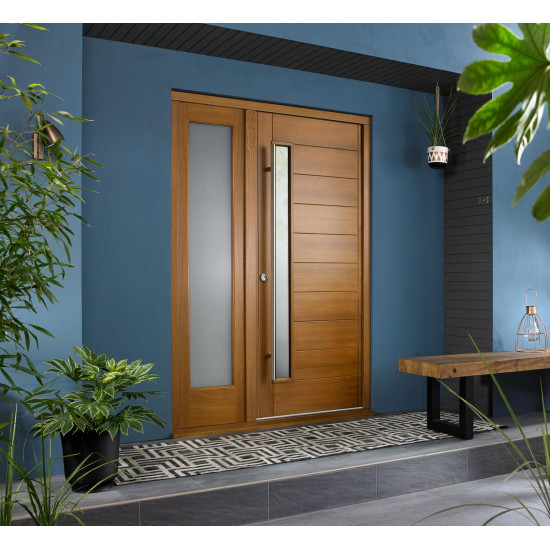 Stockholm External Oak Veneer Door 1981 x 838 x 44mm and Frame with Side Lig...