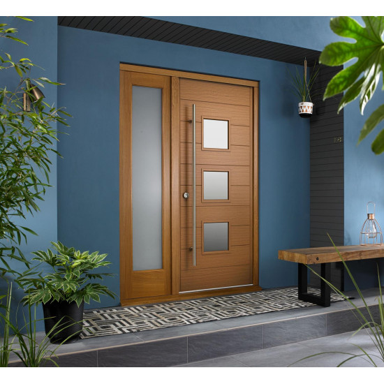 Malmo External Oak Veneer Door 1981 x 838 x 44mm and Frame with Side Light 61... Malmo External Oak Veneer Door 1981 x 838 x 44mm and Frame with Side Light 61...