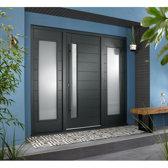 Stockholm External Grey Hardwood Veneer Door 1981 x 838 x 44mm and Frame with... Stockholm External Grey Hardwood Veneer Door 1981 x 838 x 44mm and Frame with...