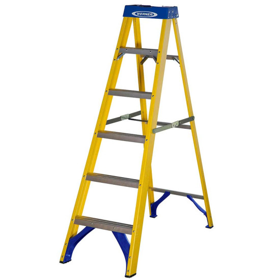 Werner 7160618 Fibreglass Stepladder 6 Tread Werner 7160618 Fibreglass Stepladder 6 Tread