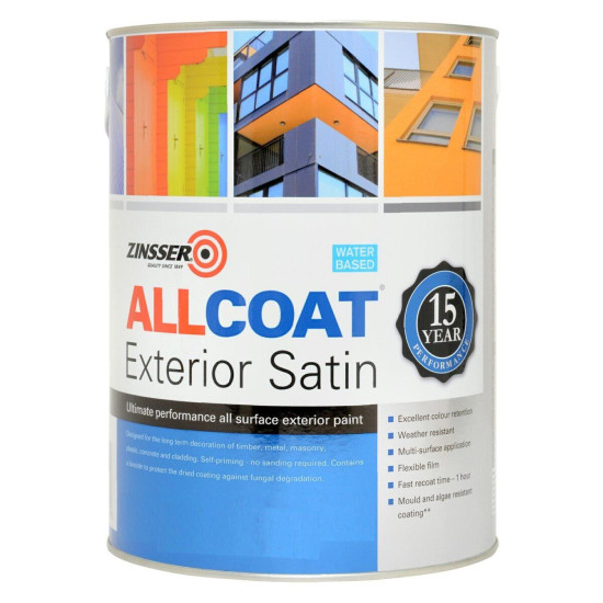 Zinsser Allcoat Exterior Water-Based Satin 1L White Zinsser Allcoat Exterior Water-Based Satin 1L White