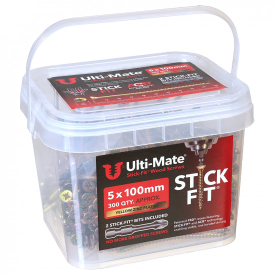 Ulti-Mate Stick-Fit Wood Screws 5.0 x 100mm Qty 300 Ulti-Mate Stick-Fit Wood Screws 5.0 x 100mm Qty 300
