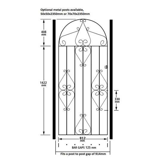 Classic Tall Bow Top Metal Single Gate 914mm GAP x 1830mm High Zinc & Powder ... Classic Tall Bow Top Metal Single Gate 914mm GAP x 1830mm High Zinc & Powder ...