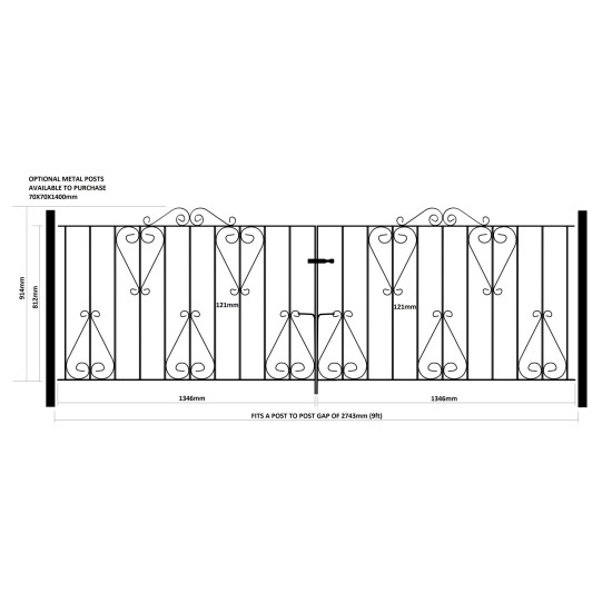 Classic Metal Double Driveway Gates 2743mm GAP x 914mm High Zinc & Powder CDZ... Classic Metal Double Driveway Gates 2743mm GAP x 914mm High Zinc & Powder CDZ...