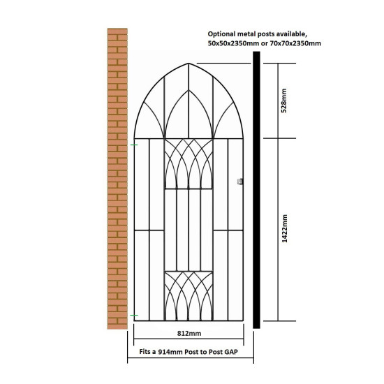 Abbey Tall Arch Top Single Metal Gate 914mm GAP x 1950mm High Zinc & Powder A... Abbey Tall Arch Top Single Metal Gate 914mm GAP x 1950mm High Zinc & Powder A...
