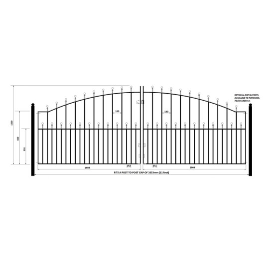 Manor Ball Top Metal Driveway Gates 3353mm GAP x 1220mm High Zinc & Powder MA... Manor Ball Top Metal Driveway Gates 3353mm GAP x 1220mm High Zinc & Powder MA...