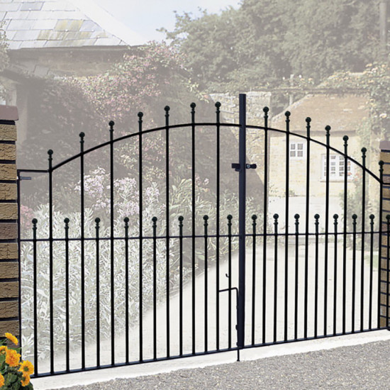 Manor Ball Top Metal Driveway Gates 3658mm GAP x 1220mm High Zinc & Powder MA...