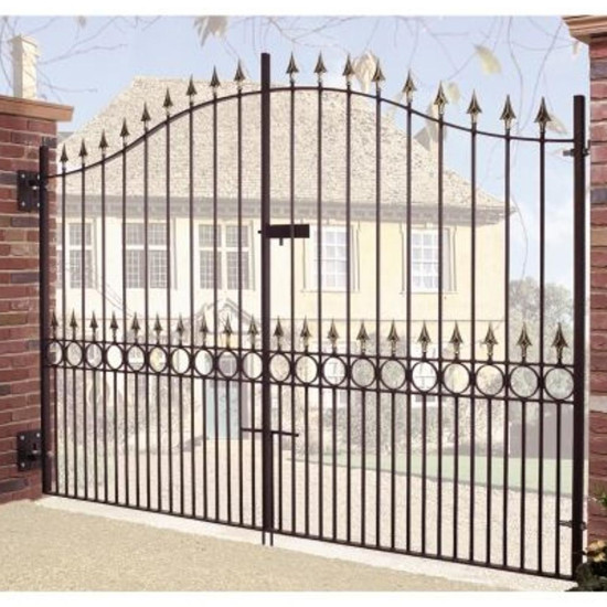 Balmoral Tall Bow Top Double Metal Driveway Gates 3353mm GAP x 2082mm High Zi...