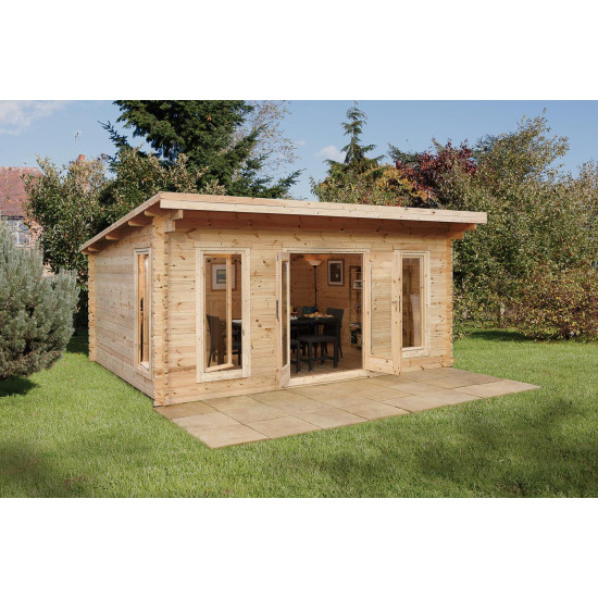 Forest Garden 5 x 4m Mendip Pent Log Cabin and Underlay Home Delivered Forest Garden 5 x 4m Mendip Pent Log Cabin and Underlay Home Delivered