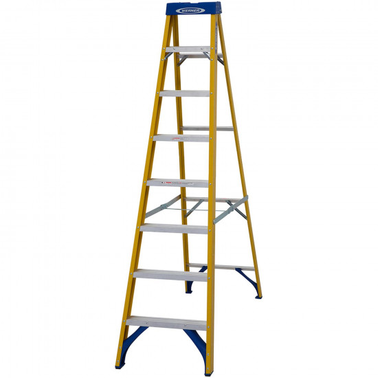 Werner 7160818 Fibreglass Swingback Stepladder Trade 8 Tread Werner 7160818 Fibreglass Swingback Stepladder Trade 8 Tread