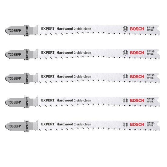Bosch EXPERT Hardwood 2-side Clean T308BFP - 5 Jigsaw Blade Bosch EXPERT Hardwood 2-side Clean T308BFP - 5 Jigsaw Blade