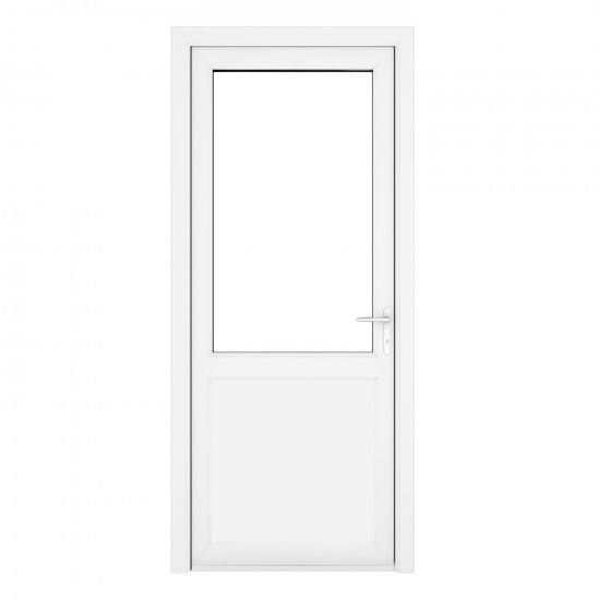 Crystal Single Door Half Glass Half Panel Left Hand White Clear 920 x 2090 x ...