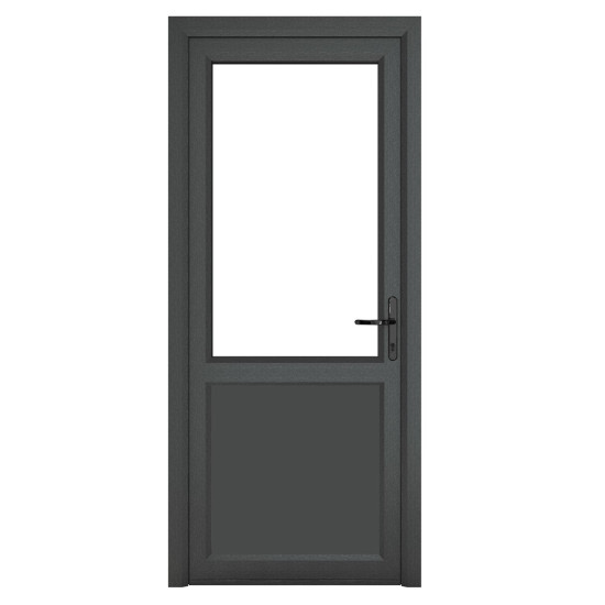 Crystal Single Door Half Glass Half Panel Left Hand Grey 7016 External White ... Crystal Single Door Half Glass Half Panel Left Hand Grey 7016 External White ...