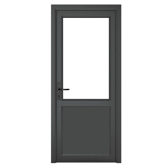 Crystal Single Door Half Glass Half Panel Right Hand Grey 7016 External White... Crystal Single Door Half Glass Half Panel Right Hand Grey 7016 External White...