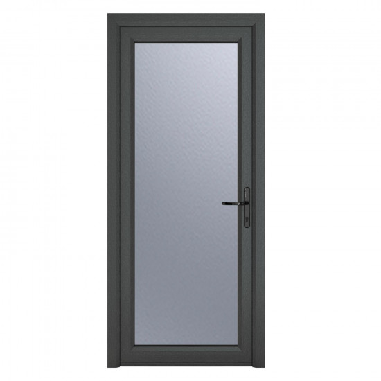 Crystal Single Door Full Glass Left Hand Grey 7016 External White Internal Ob... Crystal Single Door Full Glass Left Hand Grey 7016 External White Internal Ob...