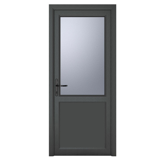 Crystal Single Door Half Glass Half Panel Right Hand Grey 7016 External White...