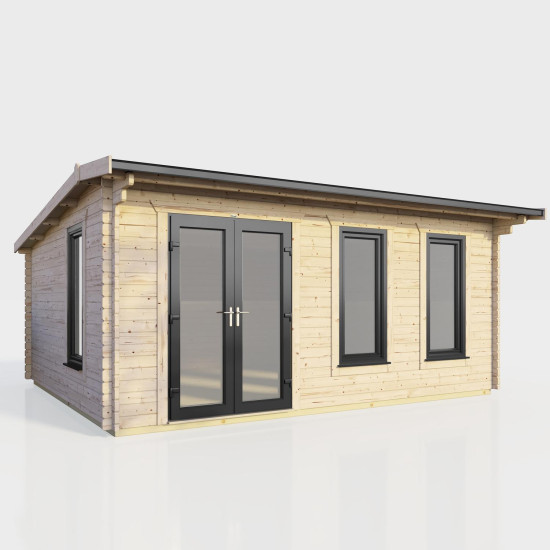 18 x 12 Power Apex Log Cabin Left Doors 18 x 12 Power Apex Log Cabin Left Doors