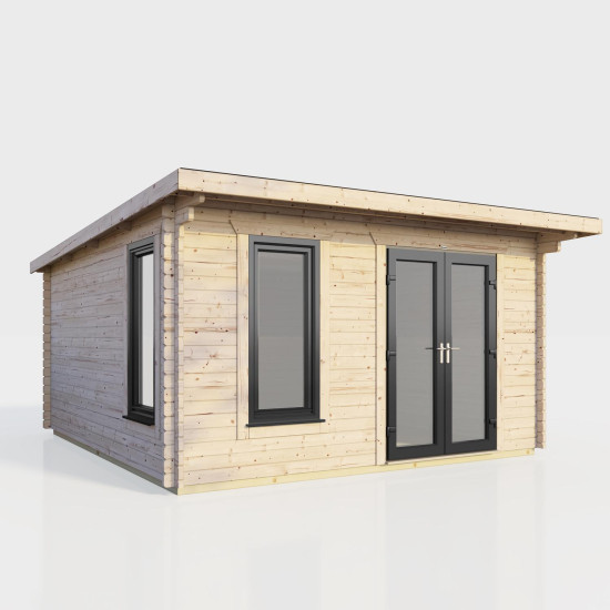 14 x 12 Power Pent Log Cabin Right Doors 14 x 12 Power Pent Log Cabin Right Doors