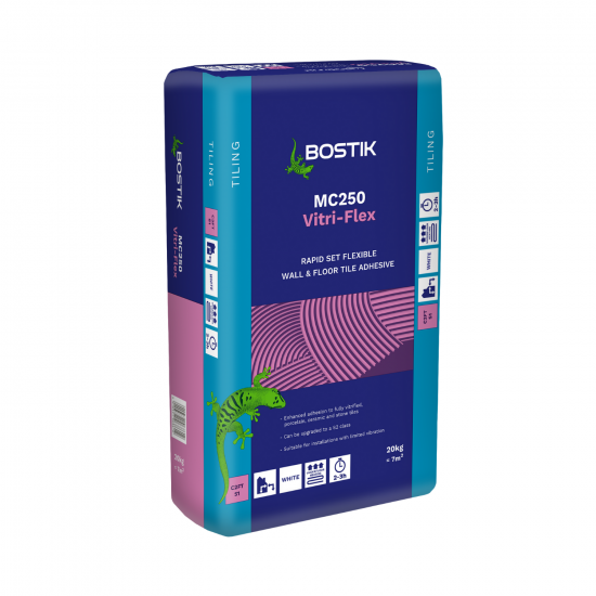 Bostik MC250 Vitri-Flex Rapid Set White Wall & Floor Tile Adhesive 20kg Bostik MC250 Vitri-Flex Rapid Set White Wall & Floor Tile Adhesive 20kg