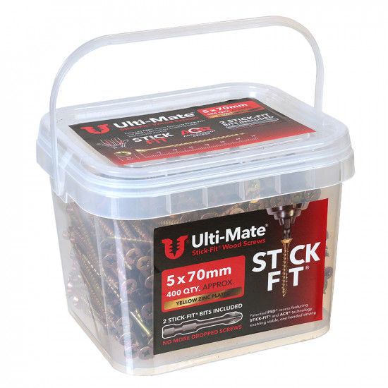 Ulti-Mate Stick-Fit Wood Screws 5.0 x 70mm Qty 400 Ulti-Mate Stick-Fit Wood Screws 5.0 x 70mm Qty 400